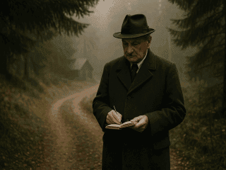 Martin Heidegger (1889-1976) : Le penseur de l'Être et de la finitude humaine 236 Portrait imaginaire du philosophe allemand Martin Heidegger, penseur de l'Être et de l'existence authentique. Cette image est fictive et ne représente pas le personnage historique réel.