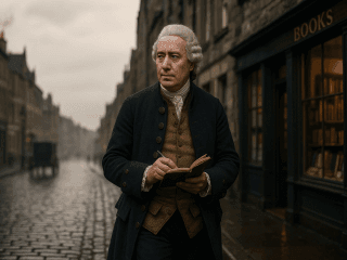 David Hume (1711-1776) : Le sceptique des Lumières et critique de la causalité 88 Portrait imaginaire du philosophe écossais David Hume, grand empiriste des Lumières et critique de la causalité - image fictive ne représentant pas le personnage historique réel.