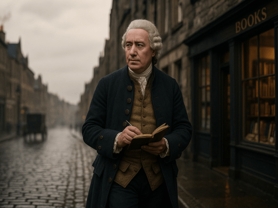 Portrait imaginaire du philosophe écossais David Hume, grand empiriste des Lumières et critique de la causalité - image fictive ne représentant pas le personnage historique réel.