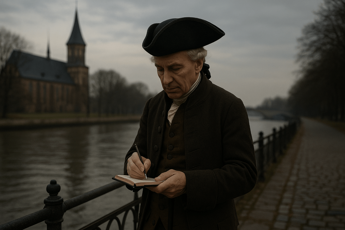 Portrait imaginaire du philosophe allemand Emmanuel Kant, penseur de la philosophie critique et de l'autonomie morale. Cette image est fictive et ne représente pas le personnage historique réel.