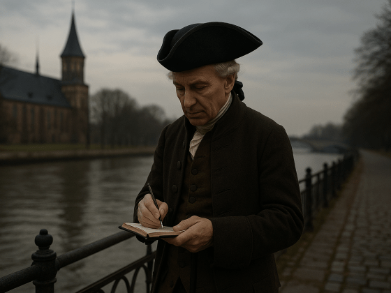 Portrait imaginaire du philosophe allemand Emmanuel Kant, penseur de la philosophie critique et de l'autonomie morale. Cette image est fictive et ne représente pas le personnage historique réel.