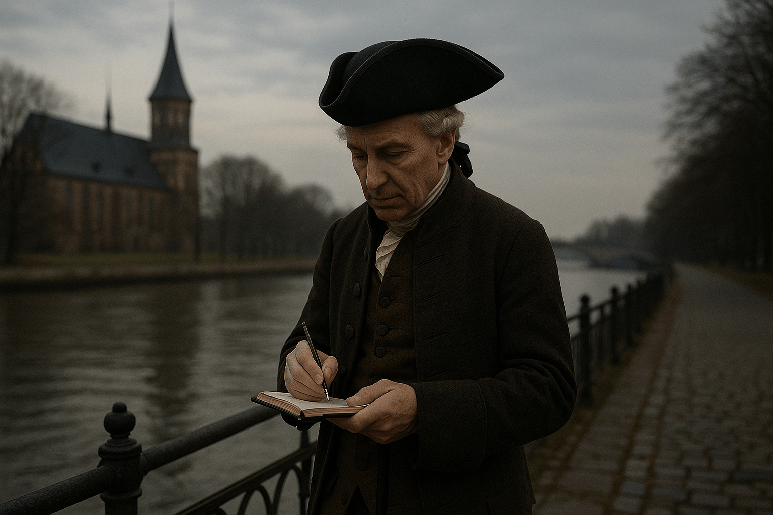 Portrait imaginaire du philosophe allemand Emmanuel Kant, penseur de la philosophie critique et de l'autonomie morale. Cette image est fictive et ne représente pas le personnage historique réel.