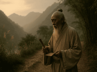 Lao Tseu (vers 604-531 av. J.-C.) : le sage mystérieux, fondateur du taoïsme 215 Portrait imaginaire de Lao Tseu, sage chinois légendaire et fondateur présumé du taoïsme - image fictive ne représentant pas le personnage réel