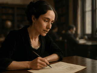 Ada Lovelace (1815–1852) : Pionnière de la programmation informatique et visionnaire du calcul automatique 13 Portrait imaginaire d'Ada Lovelace, mathématicienne et pionnière de la programmation informatique du 19ᵉ siècle. Cette image est fictive et ne représente pas le personnage historique réel.