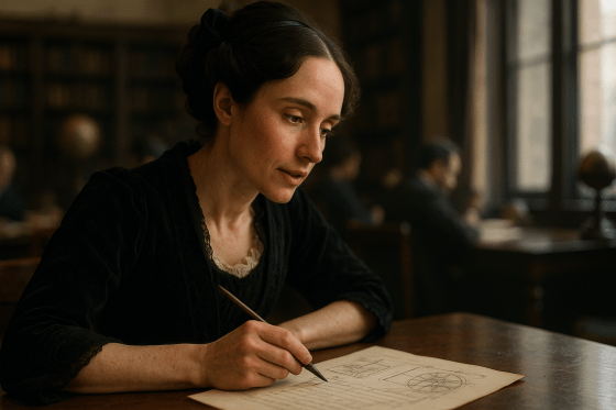 Portrait imaginaire d'Ada Lovelace, mathématicienne et pionnière de la programmation informatique du 19ᵉ siècle. Cette image est fictive et ne représente pas le personnage historique réel.