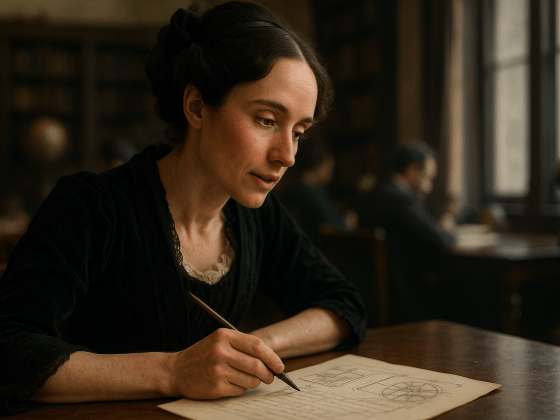 Portrait imaginaire d'Ada Lovelace, mathématicienne et pionnière de la programmation informatique du 19ᵉ siècle. Cette image est fictive et ne représente pas le personnage historique réel.
