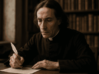 Nicolas Malebranche (1638–1715) : la vision en Dieu et l'occasionalisme 270 Portrait imaginaire du philosophe français Nicolas Malebranche, représentation artistique fictive qui ne correspond pas au personnage historique réel, illustrant un article sur sa philosophie occasionaliste et sa doctrine de la vision en Dieu.