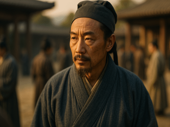 Portrait imaginaire de Mencius, philosophe confucéen chinois du IVe siècle avant J.-C. Cette représentation fictive ne correspond pas à l'apparence réelle du personnage historique.