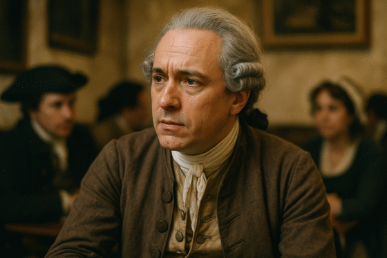 Portrait imaginaire de Julien Offray de La Mettrie, philosophe matérialiste du XVIIIᵉ siècle - cette représentation fictive ne correspond pas à l'apparence réelle du personnage historique