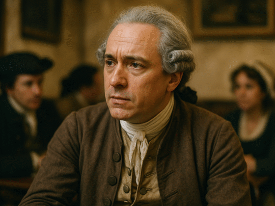 Portrait imaginaire de Julien Offray de La Mettrie, philosophe matérialiste du XVIIIᵉ siècle - cette représentation fictive ne correspond pas à l'apparence réelle du personnage historique