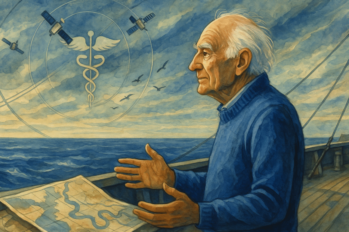 Image fictive et imaginaire du philosophe Michel Serres, ne représentant pas le personnage réel