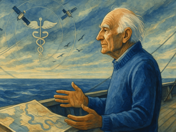 Image fictive et imaginaire du philosophe Michel Serres, ne représentant pas le personnage réel