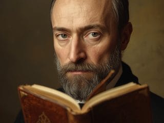 Michel de Montaigne (1533-1592) : L'inventeur de l'essai et maître du "Que sais-je ?" 247 Portrait imaginaire de Michel de Montaigne, inventeur de l'essai et grand sceptique de la Renaissance française - image fictive ne représentant pas le personnage historique réel.