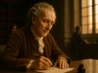 Montesquieu (1689-1755) la séparation des pouvoirs et les mœurs politiques 255 Portrait imaginaire de Montesquieu, philosophe français du 18ᵉ siècle théoricien de la séparation des pouvoirs - cette image est fictive et ne représente pas le personnage historique réel.