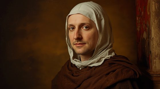 Portrait imaginaire de Guillaume d'Ockham, philosophe et théologien franciscain, maître du nominalisme médiéval - image fictive ne représentant pas le personnage historique réel.