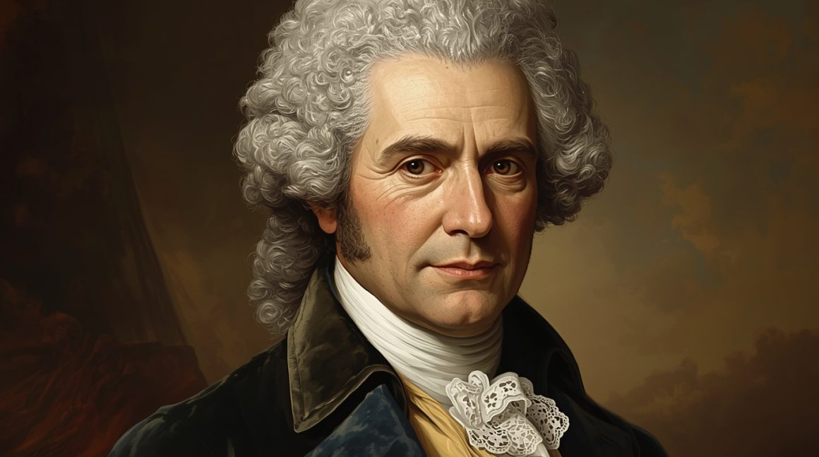 Portrait imaginaire de Jean-Jacques Rousseau, philosophe des Lumières et théoricien du contrat social - image fictive ne représentant pas le personnage historique réel.