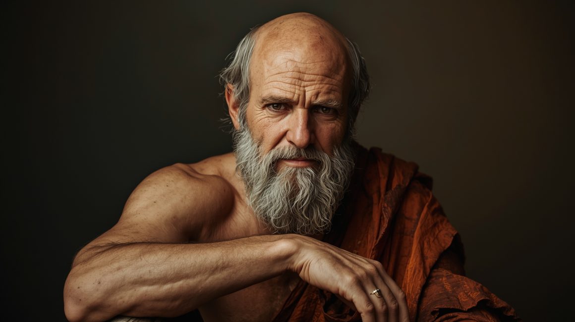 Portrait fictif de Socrate, philosophe grec de l'Antiquité classique, fondateur de la méthode dialectique et martyr de la philosophie