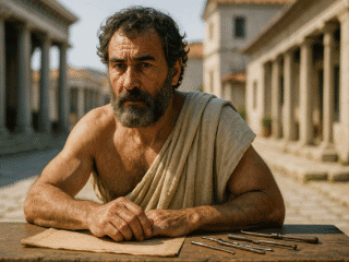 Alcméon de Crotone (520 av. J.-C. – 450 av. J.-C.) : aux origines de la médecine rationnelle et de la psychologie 30 Image fictive et imaginaire représentant Alcméon de Crotone, ne correspondant pas au personnage réel