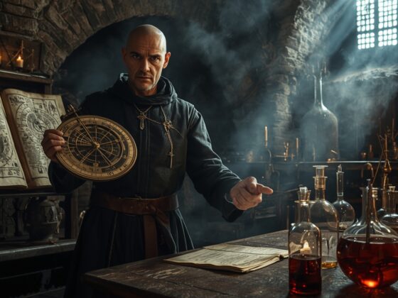 Arnaud de Villeneuve, figure intellectuelle du Moyen Âge, basé sur le sujet de l'article. L'image est une illustration imaginaire et non une représentation réelle.