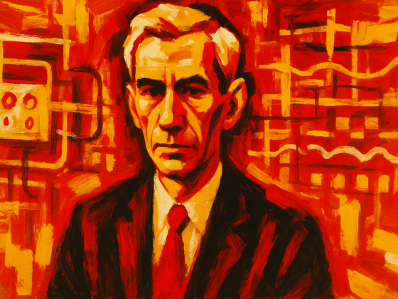 Image fictive de Claude Shannon, mathématicien et ingénieur américain, ne le représentant pas réellement