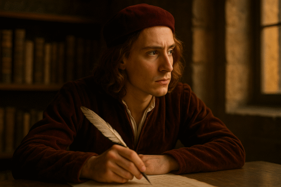 Image fictive représentant Pic de la Mirandole, philosophe de la Renaissance, ne correspondant pas à un portrait historique authentique