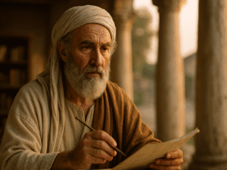 Jamblique (242–330) : théurgie et hiérarchie du divin dans le néoplatonisme syrien 179 Image fictive représentant Jamblique d'Apamée, philosophe néoplatonicien ; cette représentation imaginaire ne correspond pas au personnage historique