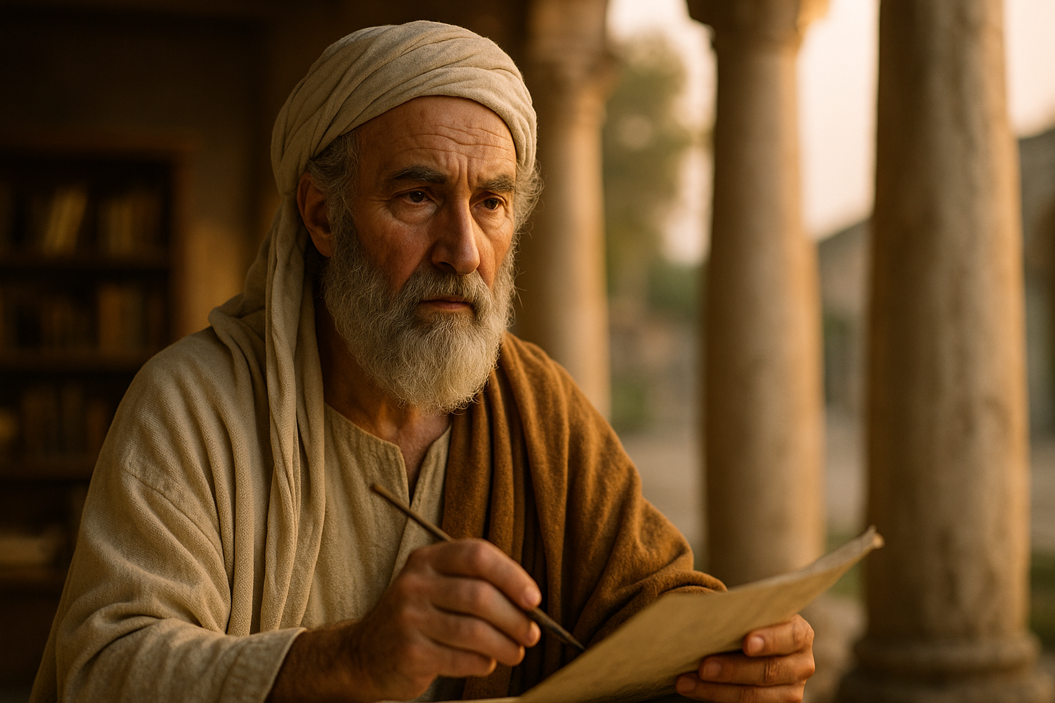 Image fictive représentant Jamblique d'Apamée, philosophe néoplatonicien ; cette représentation imaginaire ne correspond pas au personnage historique