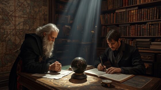 John Dee, mathématicien et philosophe élisabéthain, basé sur le sujet de l'article. L'image est imaginaire et non une représentation réelle.