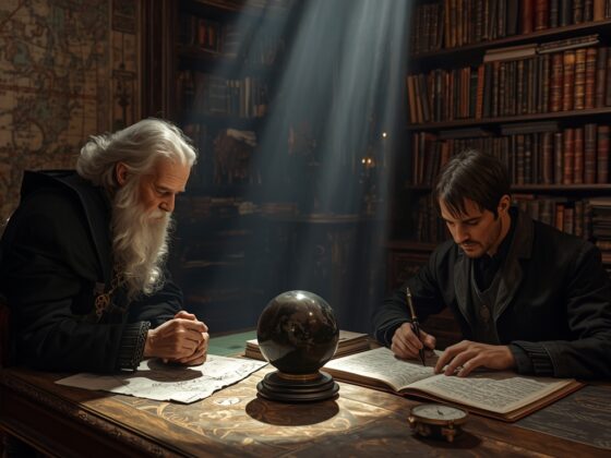 John Dee, mathématicien et philosophe élisabéthain, basé sur le sujet de l'article. L'image est imaginaire et non une représentation réelle.