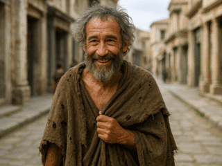 Ménippe de Gadara (vers 300 – vers 260 av. J.-C.) : l'invention de la satire philosophique 243 Représentation fictive et imaginaire de Ménippe de Gadara, philosophe cynique et créateur de la satire ménippée, qui ne correspond pas à son apparence réelle