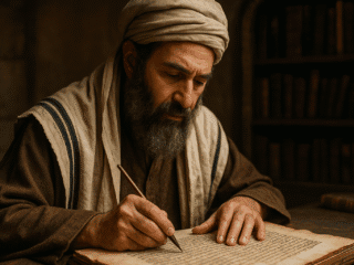 Moïse de Léon (1240–1305) : mystique et auteur possible du Zohar 252 Image fictive de Moïse de Léon, mystique juif médiéval ; cette représentation imaginaire ne constitue pas un portrait authentique du philosophe castillan.