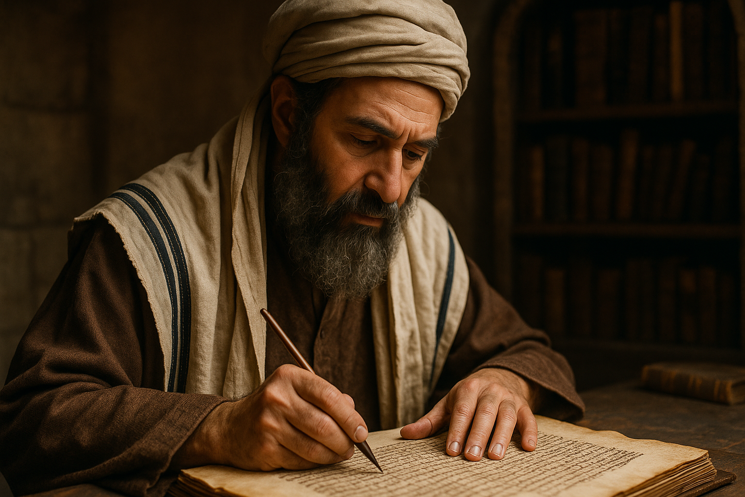 Image fictive de Moïse de Léon, mystique juif médiéval ; cette représentation imaginaire ne constitue pas un portrait authentique du philosophe castillan.