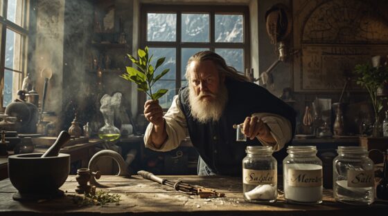 Paracelse, philosophe et alchimiste de la Renaissance, basé sur le sujet de l'article. L'image est imaginaire et non une représentation réelle.