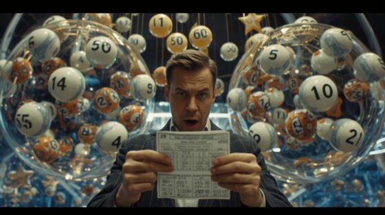 un joueur essayant de cocher les bonnes cases au jeu du loto