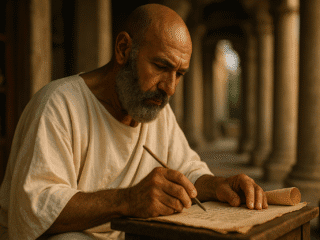 Manéthon (IIIe siècle av. J.-C.) : L'historien qui ordonna la mémoire de l'Égypte 230 Image imaginaire représentant Manéthon, prêtre et historien égyptien, illustration fictive ne correspondant à aucun portrait historique réel du personnage.