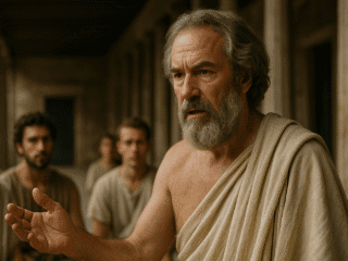 Stilpon de Mégare (360–280 av. J.-C.) : le maître dialecticien qui prépara le stoïcisme 323 Représentation imaginaire et fictive de Stilpon de Mégare, philosophe grec de l'école mégarique ; cette image ne représente pas le personnage historique réel.